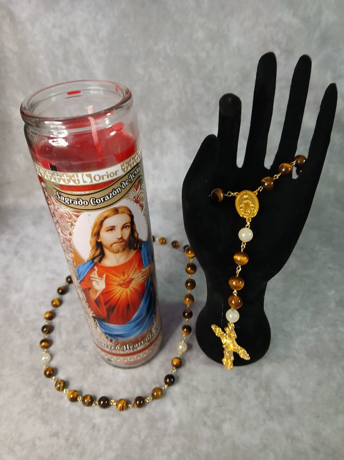 Five-Decade Tiger Eye Rosary 8mm Natural Gemstones