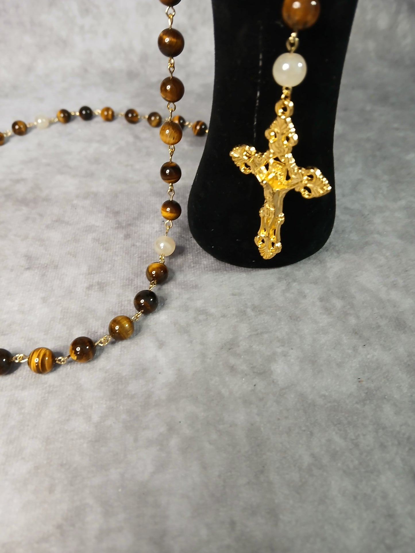 Five-Decade Tiger Eye Rosary 8mm Natural Gemstones