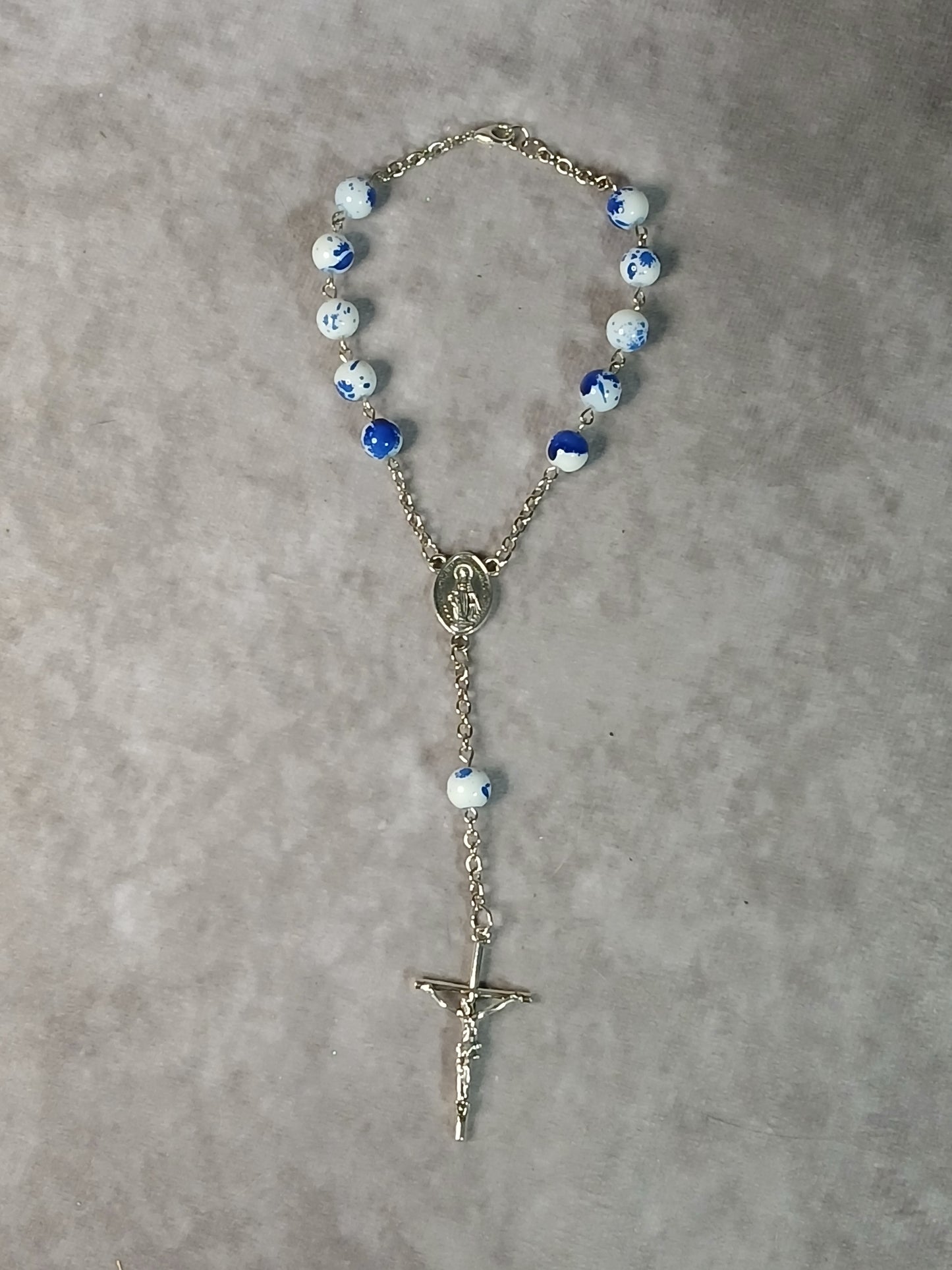 Handmade Blue & White Car Rosary
