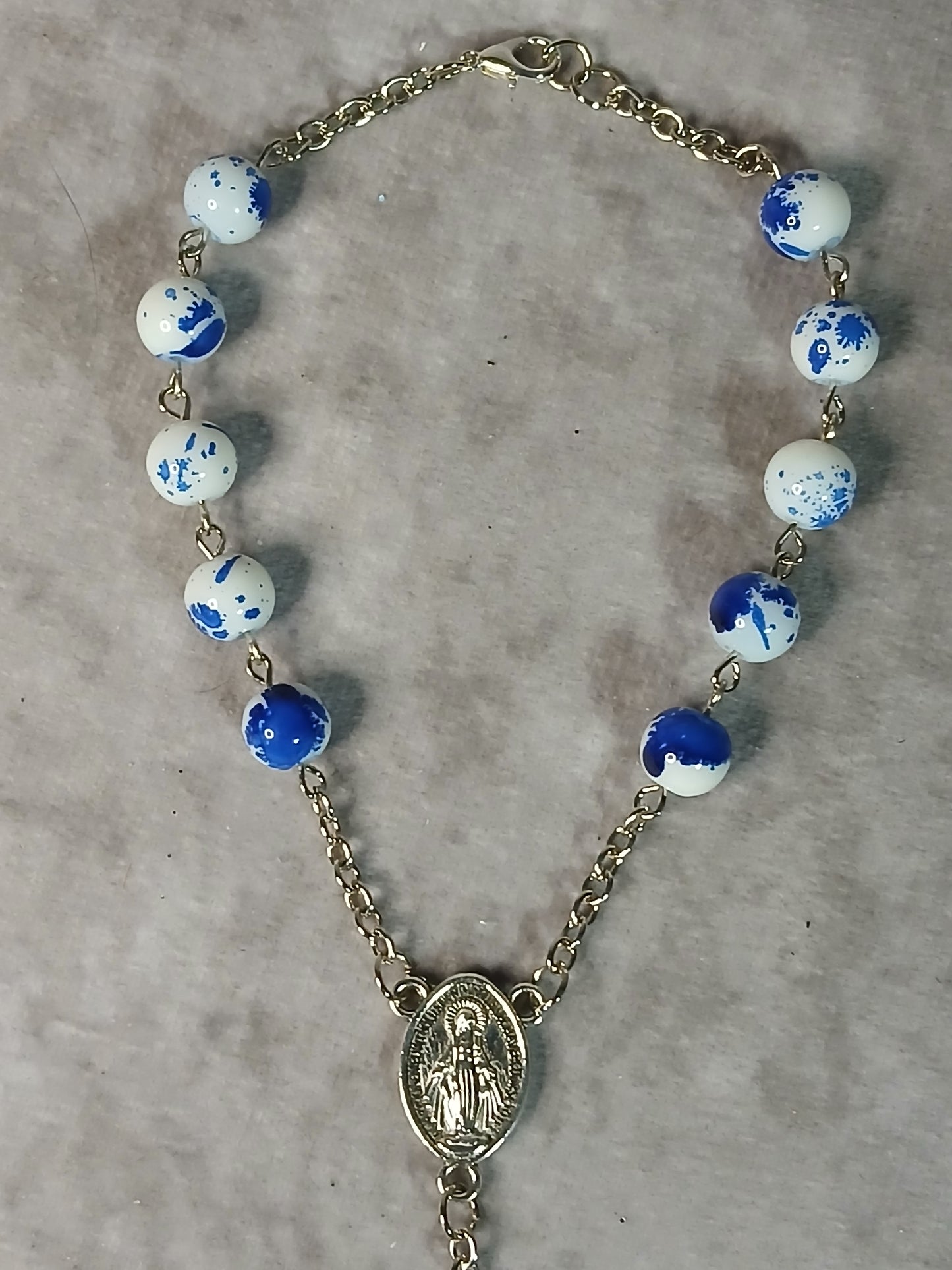 Handmade Blue & White Car Rosary